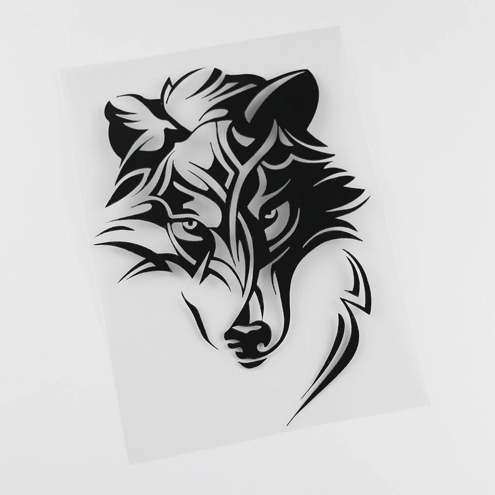 Fun Car Sticker Personality Abstract Wolf Predator Decoration Car Decal Waterproof Sunscreen Car Sticker Black/White, 18cm*13cm