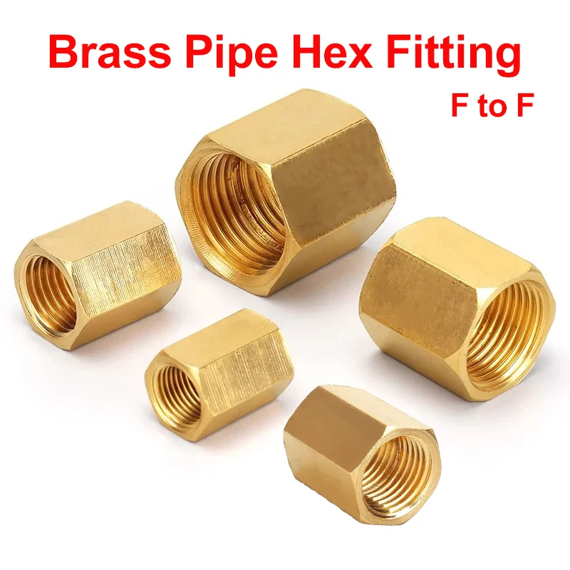 

10 Pcs Brass Pipe Nipple Fitting 1/8" 1/4" 3/8" 1/2" 3/4" BSP Female Thread Brass Pipe Fittings Hex Nut Rod Connector Coupling