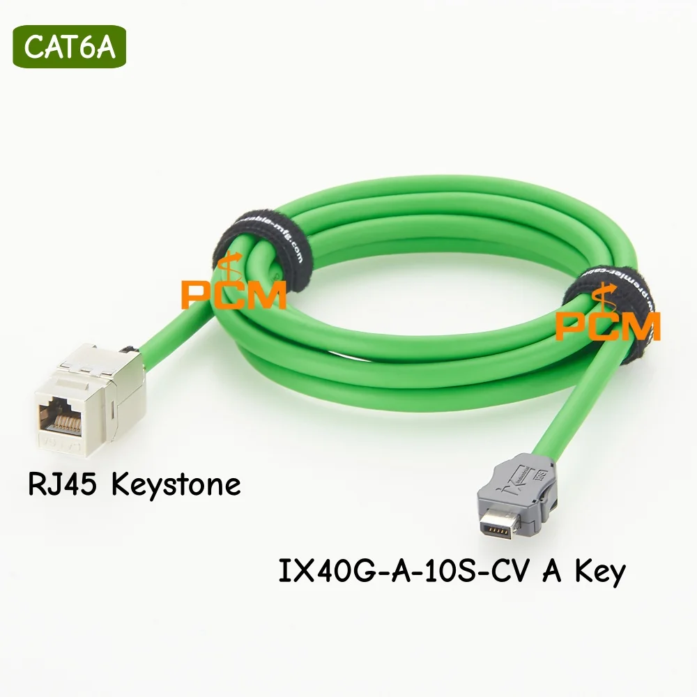IX Industrial Ethernet Cable IX A Key Plug to RJ45 Female Keystone Jack 10Gbps SFTP High Flex Network CAT6A Cable