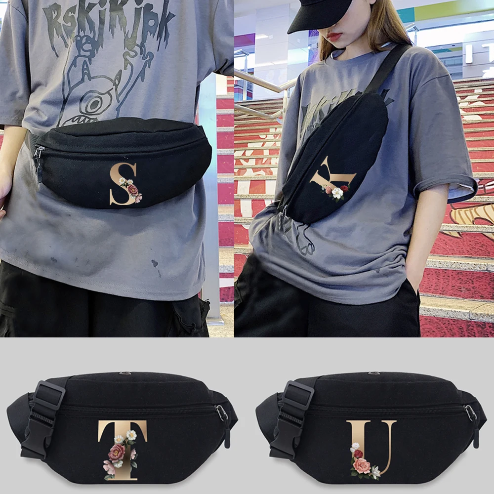 Women's Chest Messenger Bags Men Shoulder Crossbody Bag Travel Waist Bag Letter Series Pattern Outdoor Sports Waist Storage Bag