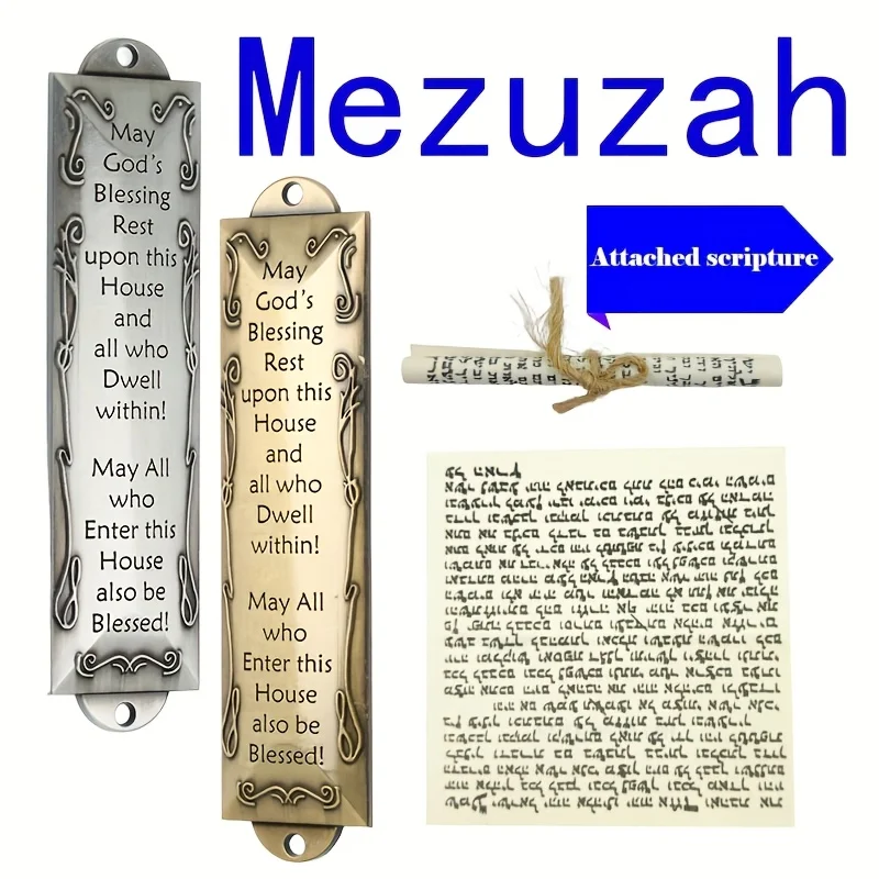 Jewish Mezuzah with Scroll, Kosher Parchment Blessing for Door Frame, Hebrew Prayer Scripture for Home Protection, Housewarming