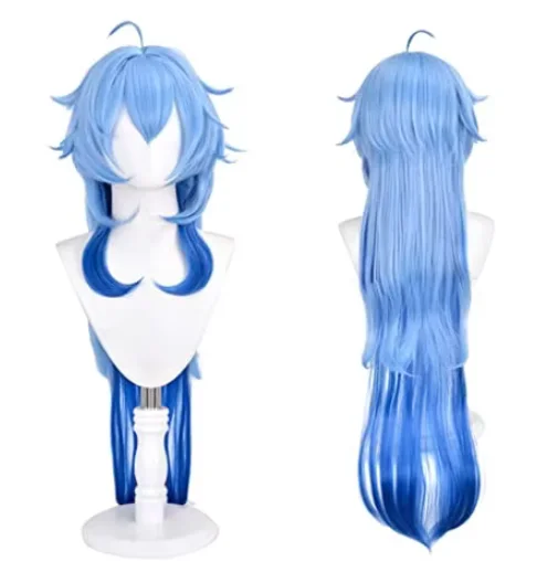 

Long Blue Wig for Ganyu Cosplay Costume Anime Fluffy Hair Wigs for Halloween Synthetic Blue Wigs Csoplay Party