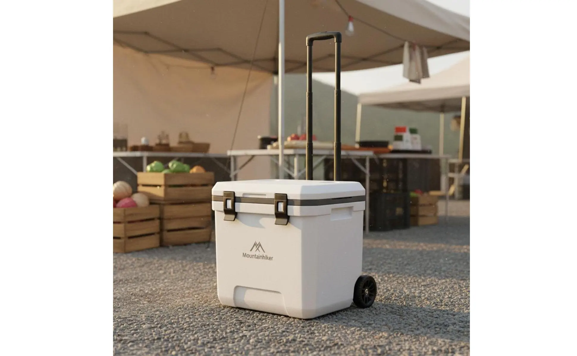 Wheeled Cooler Insulated Wheeled Cooler Box Portable Ice Chest Easy to Roll Cooling Gear Food Crisp for Market Stall, Car Travel