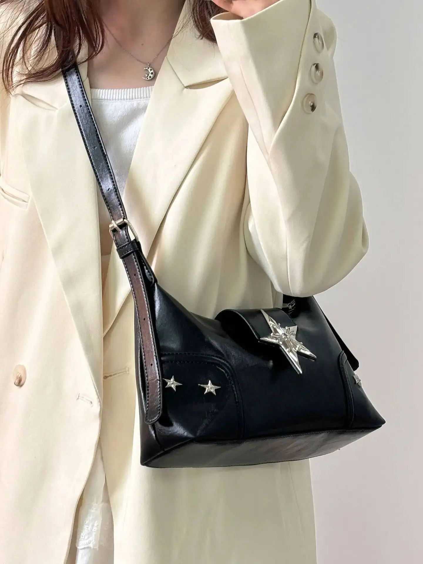 Bloom Versatile Star Y2k Shoulder Hot Girls Sweet Cool Pu Leather Casual Crossbody Bags Female Retro Messenger Bag 2025