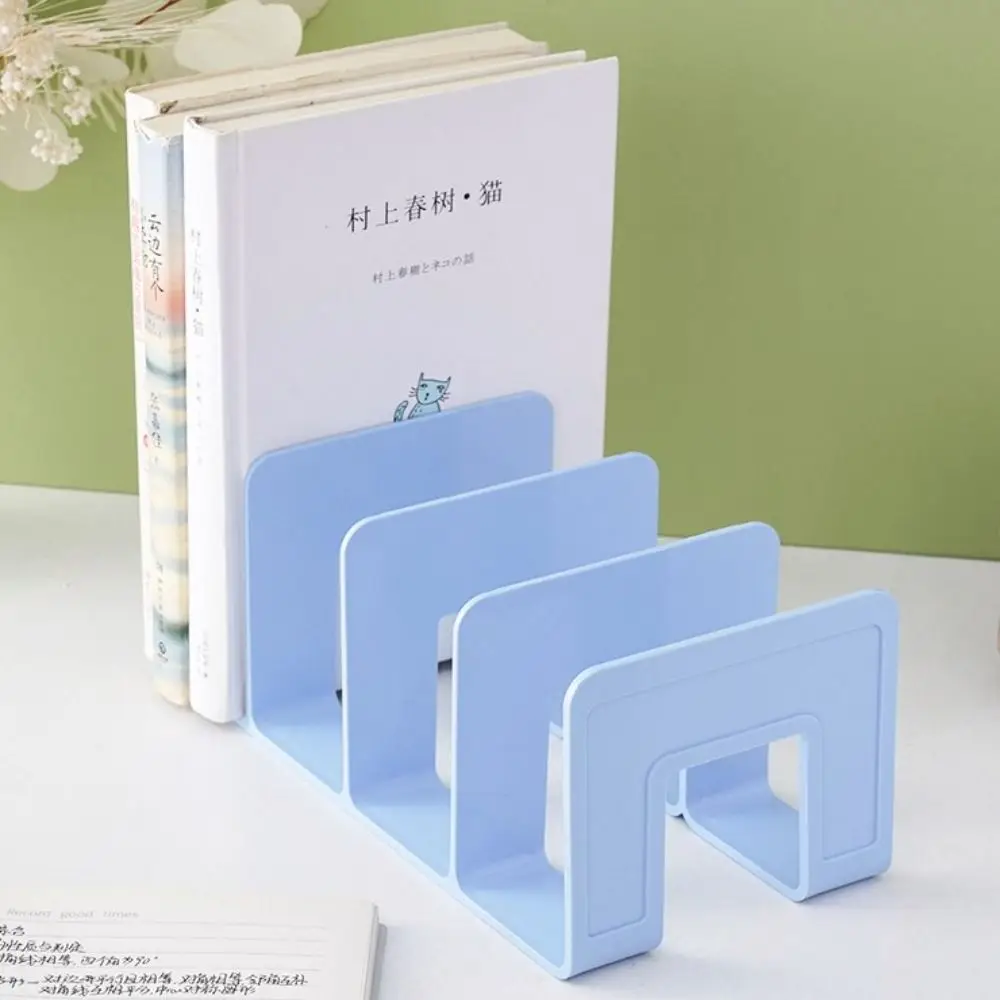 Save Space Display Desktop Bookends 4 Grid Bookshelf Divider Book Stand Durable Sturdy Desk File Sorter Book Storage