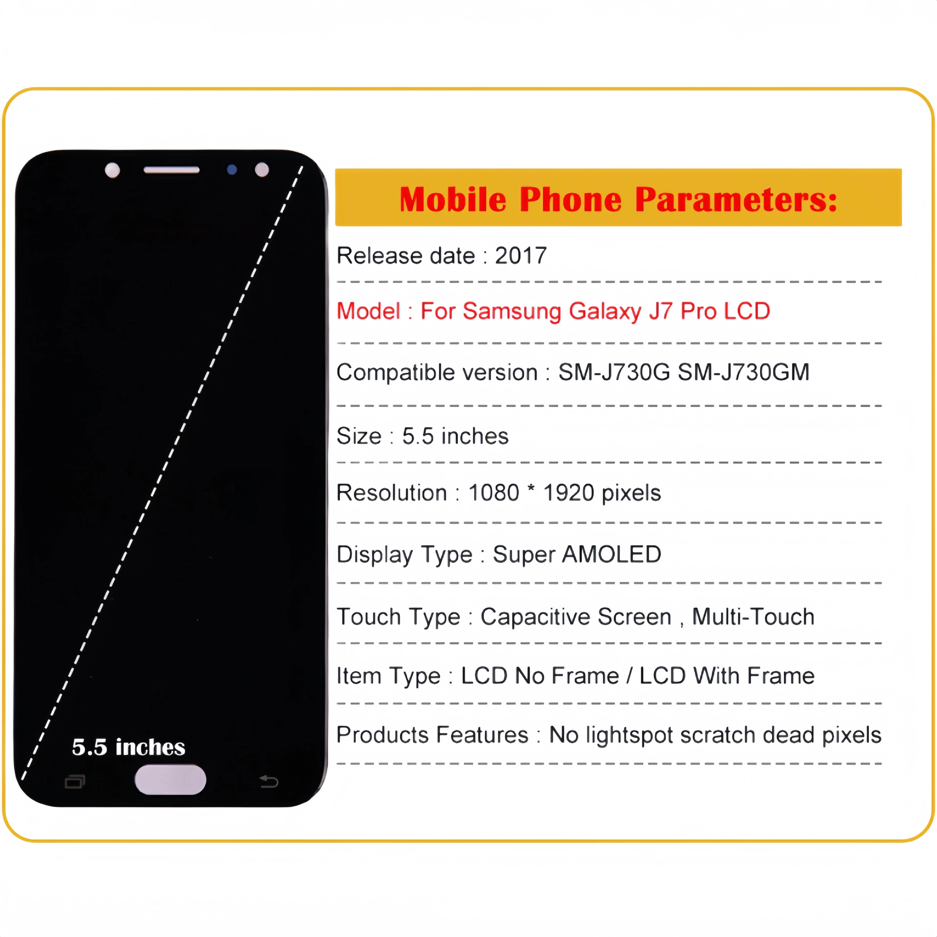 LCD Display Touch Screen Digitizer Assembly Replacement, Samsung Galaxy J7 Pro, J730, SM-J730G, J730GM