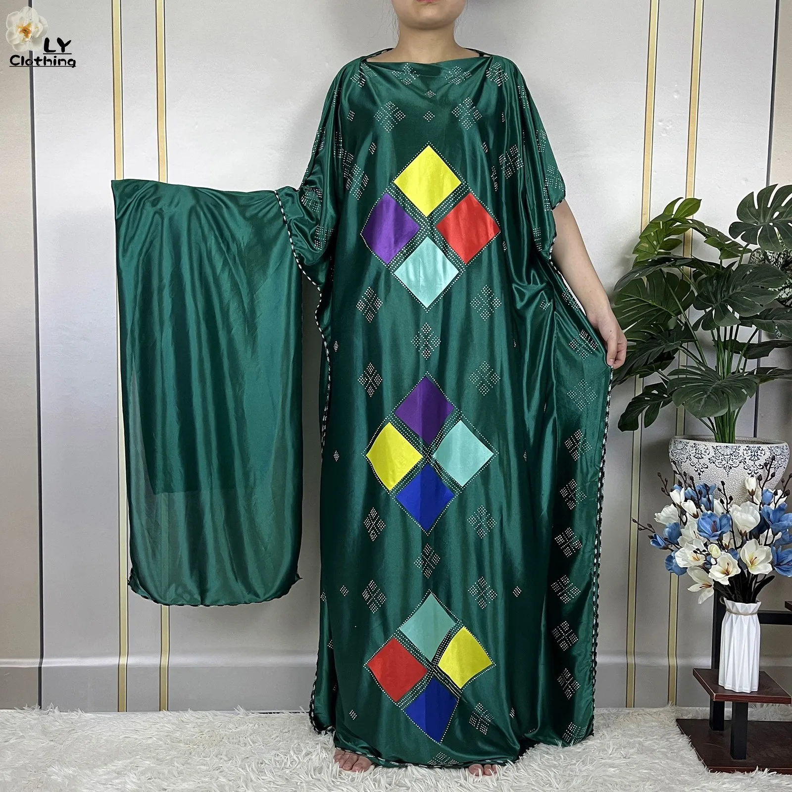 African Abaya Summer Short Sleeve Women Robe Dashiki 2023 New Dubai Women Soft Cotton Diamonds Dress Turkey Islamic Clothes