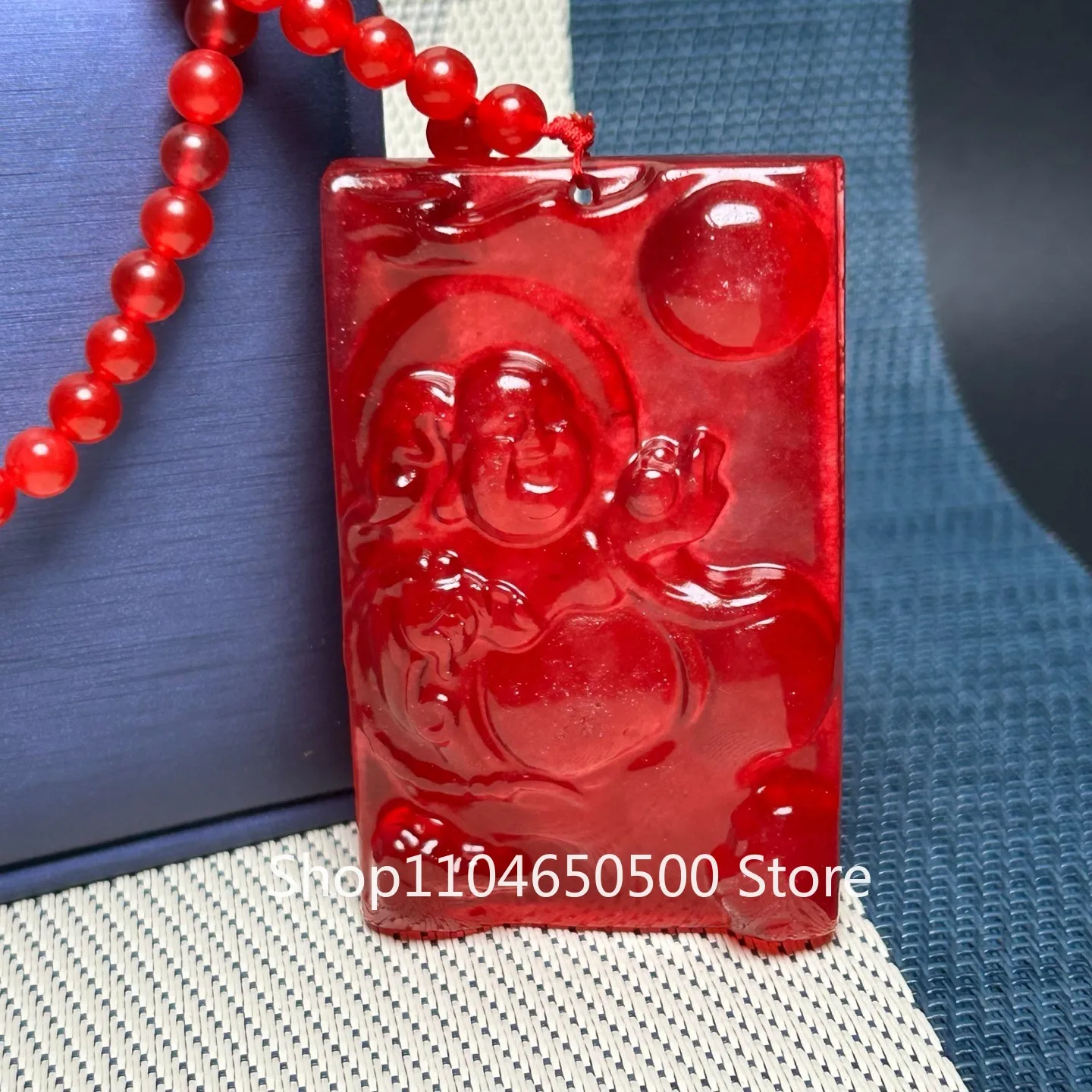 

Certified Natural Ice Red Jade Jadeite amulet Buddha Pendant&Necklace