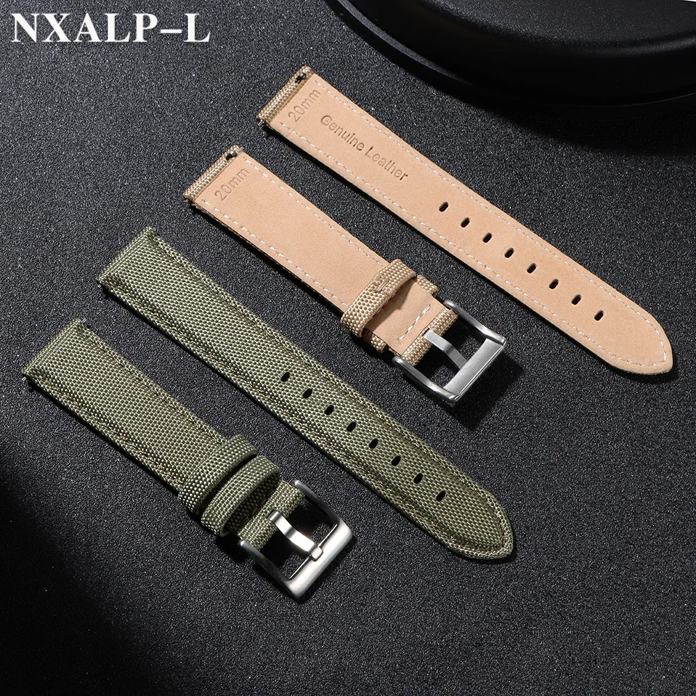 جودة Sailcloth الجلود حزام ساعة اليد 20 مللي متر 22 مللي متر ل Seiko ل أوميغا النسيج النايلون حزام الساعات سريعة الإصدار معصمه اكسسوارات
