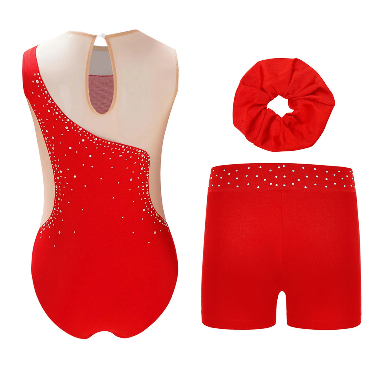 

Kids Girls Ballet Dance Set Gymnastics Leotard Tank Unitard Sleeveless Mesh Workout Bodysuit Figure Skating Performance Clothes