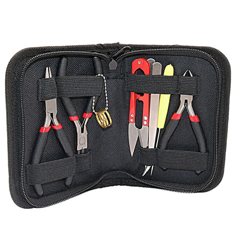 8Pcs/Set Jewelry Making Tool Kits Pliers With Round Nose Plier Side Cutting Pliers Wire Cutter Scissor Beading Tweezers Durable