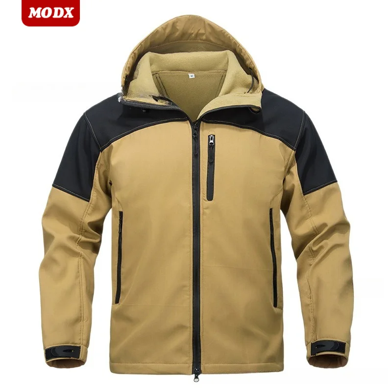 Soft Shell Autumn Wear-resistant Jacket American Multi-pocket Loose Hooded Training Suit Outdoor Skiing Mountaineering Suit