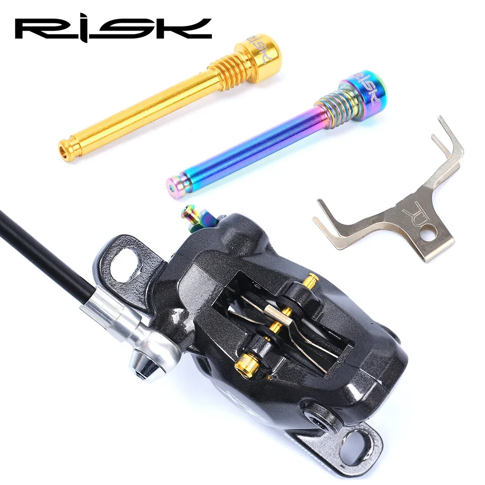 RISK 2pcs M4x26mm Titanium Alloy Bolts for Hydraulic Disc 4*26mm Oil Disc Brake Threaded Pin Screws for MTB Bicycle XT Bike