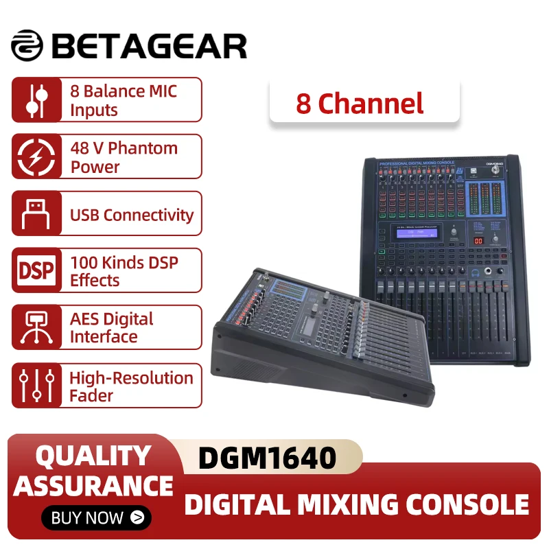 Betagear Mixer Digital Profissional Audio Console DGM0840 Dj Equipment 8 Channel Consola Mixing Desk For Church Concert Wedding