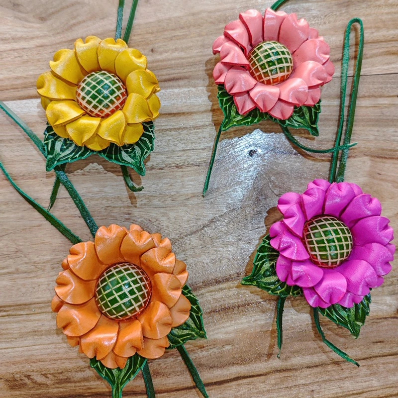 Genuine Leather Sunflower Pendant Bag Charm Purple Flower Keychain Bag Pendant Decoration High Luxury Girl Gift Bags Accessories