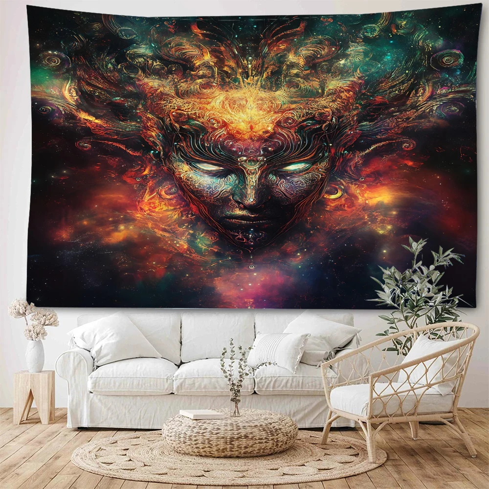 Psychedelic Mayan shaman meditation lotus meditation decoration tapestry home background decoration
