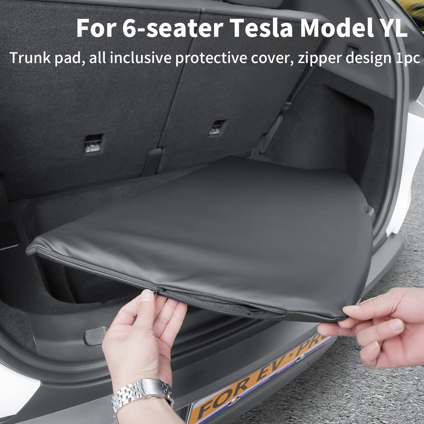 For Tesla 6-seater Model YL Trunk Cushion, Fully Wrapped Protective Cover for Rear Trunk Partition, Zipper Design, 1pc
