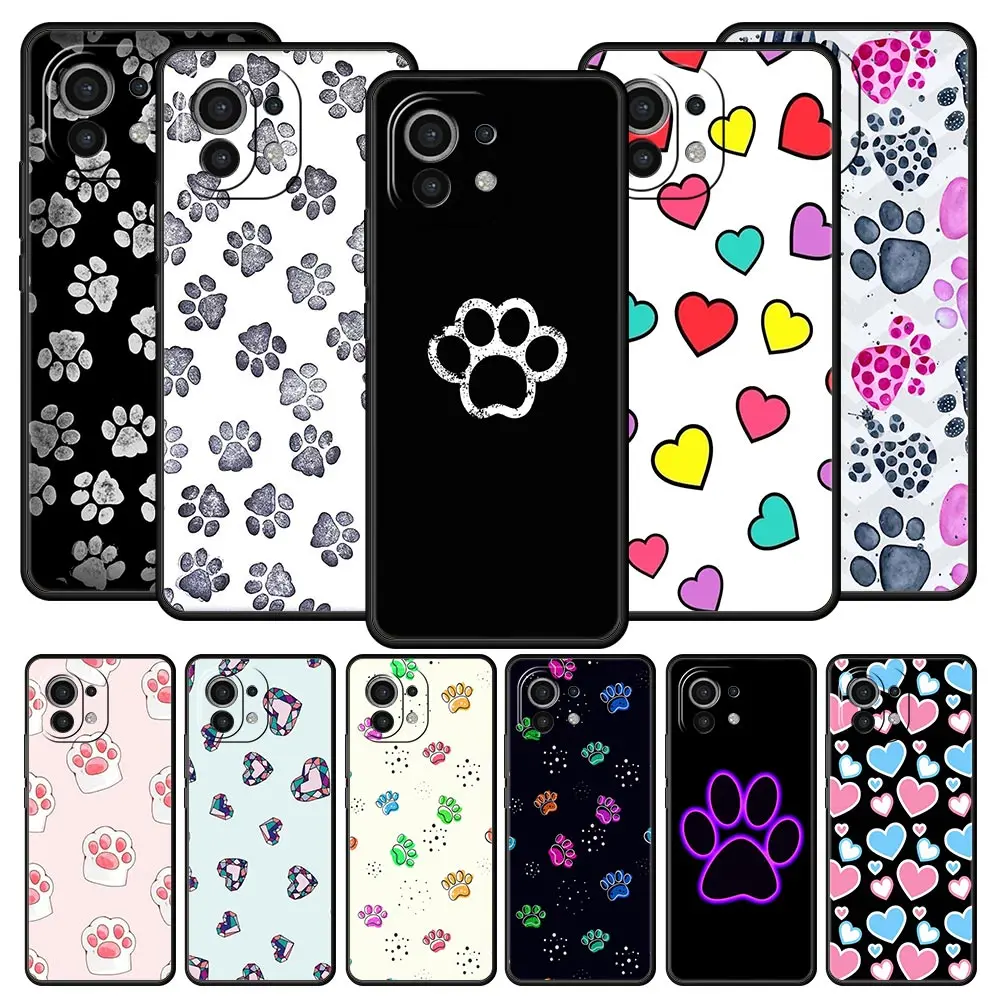 

Cute Cat Dog Paw Love Phone Case For Xiaomi 14 13T 12T Pro 12 13 11 Ultra Mi Note 10 Lite 10T 5G 11X Pro 11T 11i 9T Soft Cover