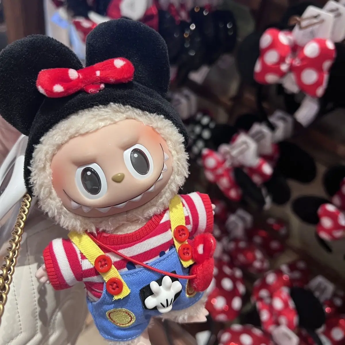 

For 17cm Labubu V1 V2 Doll Dress Handmade Clothes Outfit Accessories Polka Dot Minnie Doll Clothes Gift Labubu Clothes