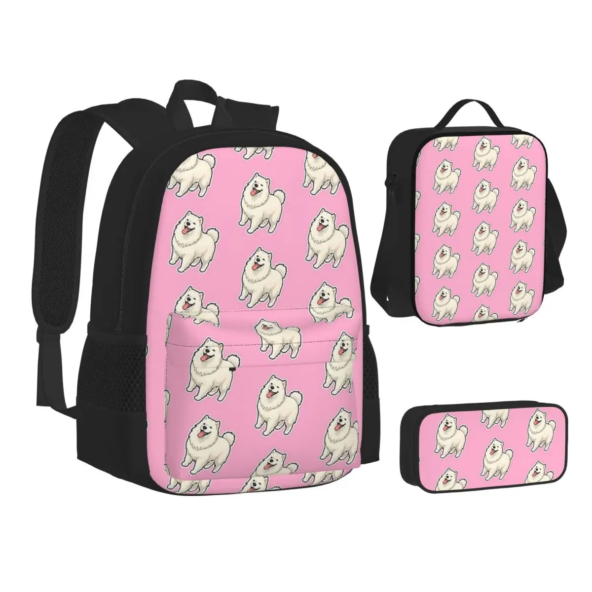 

Samoyed Design For Dog Lovers Backpacks Boys Girls Bookbag Students School Bags Kids Rucksack Lunch Bag Pen Bag Three-Piece Set