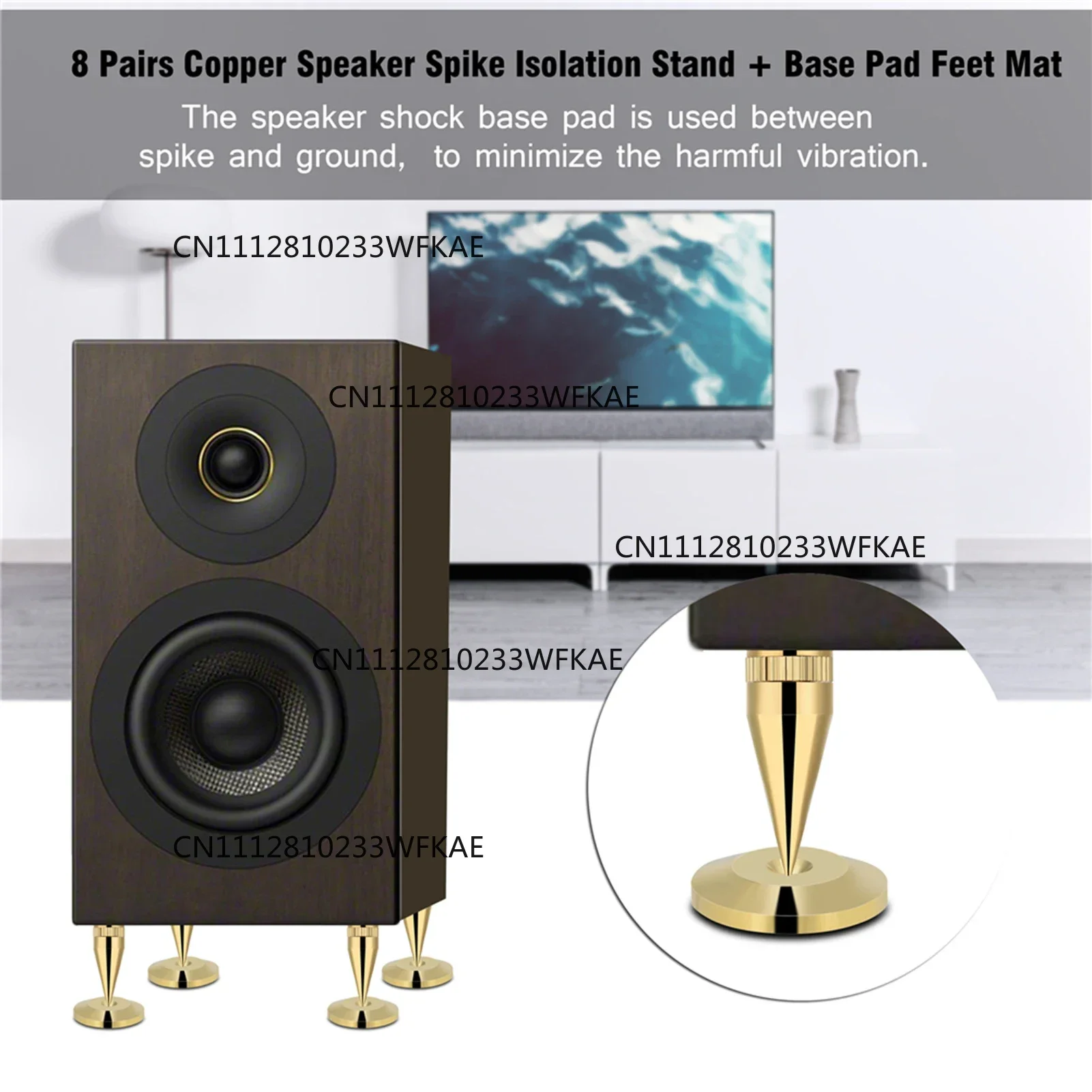 Copper Speaker Spike Isolation Stand Base Pad Feet Mat 8 Pairs 6 x 36MM