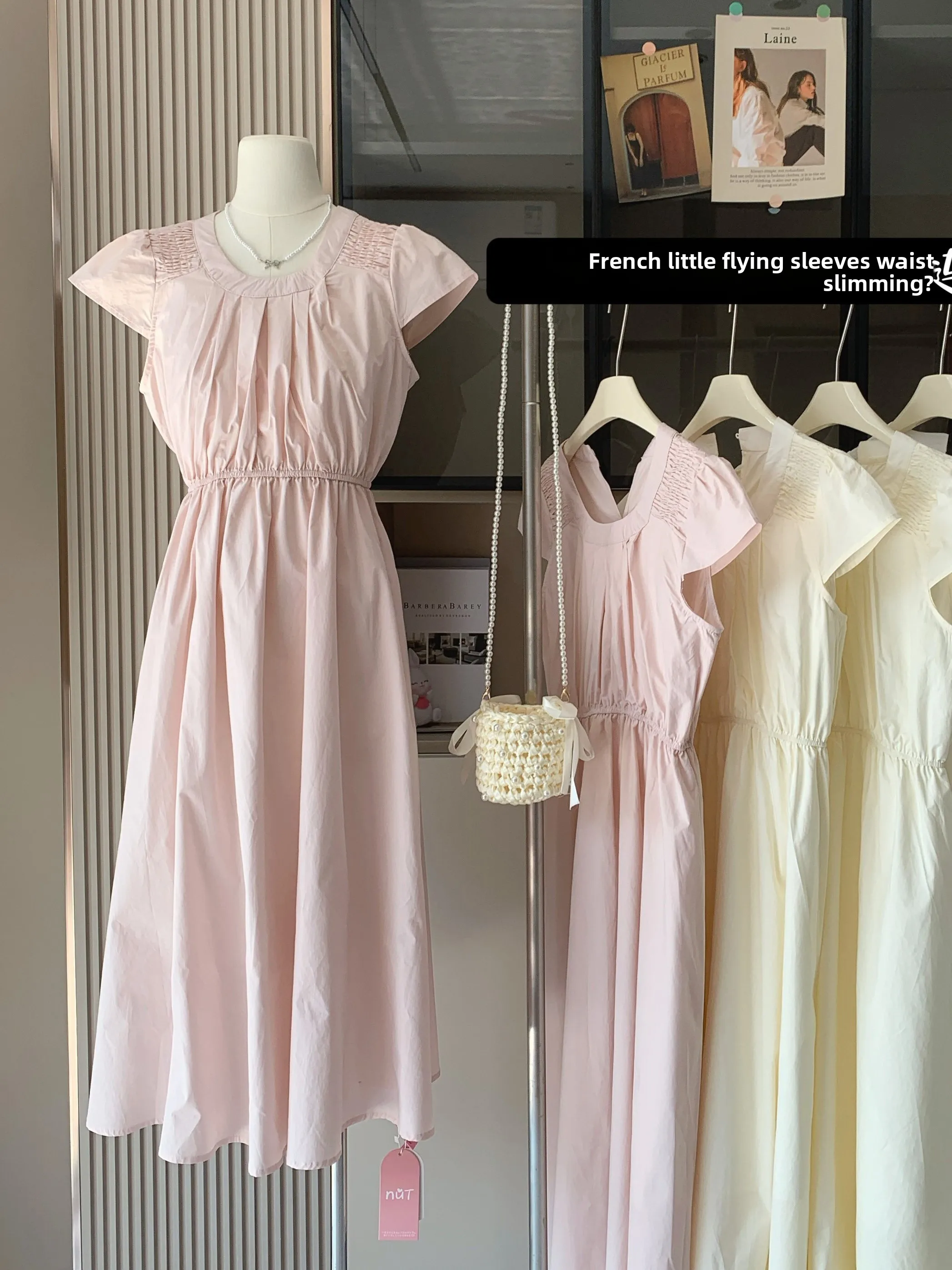 Commute Gentle Women's Dr Slim Fit High Waist A-Line Summer New Sle Sweet Waist Cinching Date Dr Korean Sle