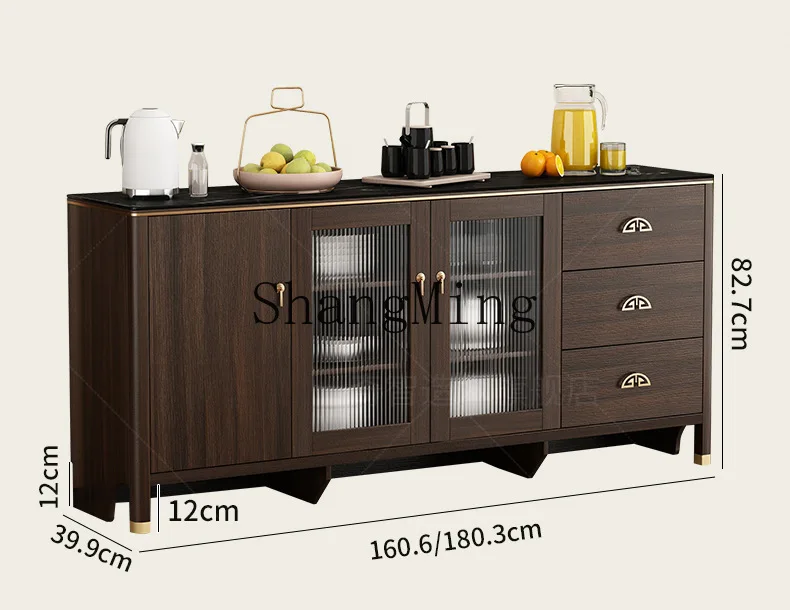 FG  New Chinese Style Sideboard Cabinet Solid Wood Integrated  Countertop Living Room Storage Cabinet Commercial Serving Cabinet