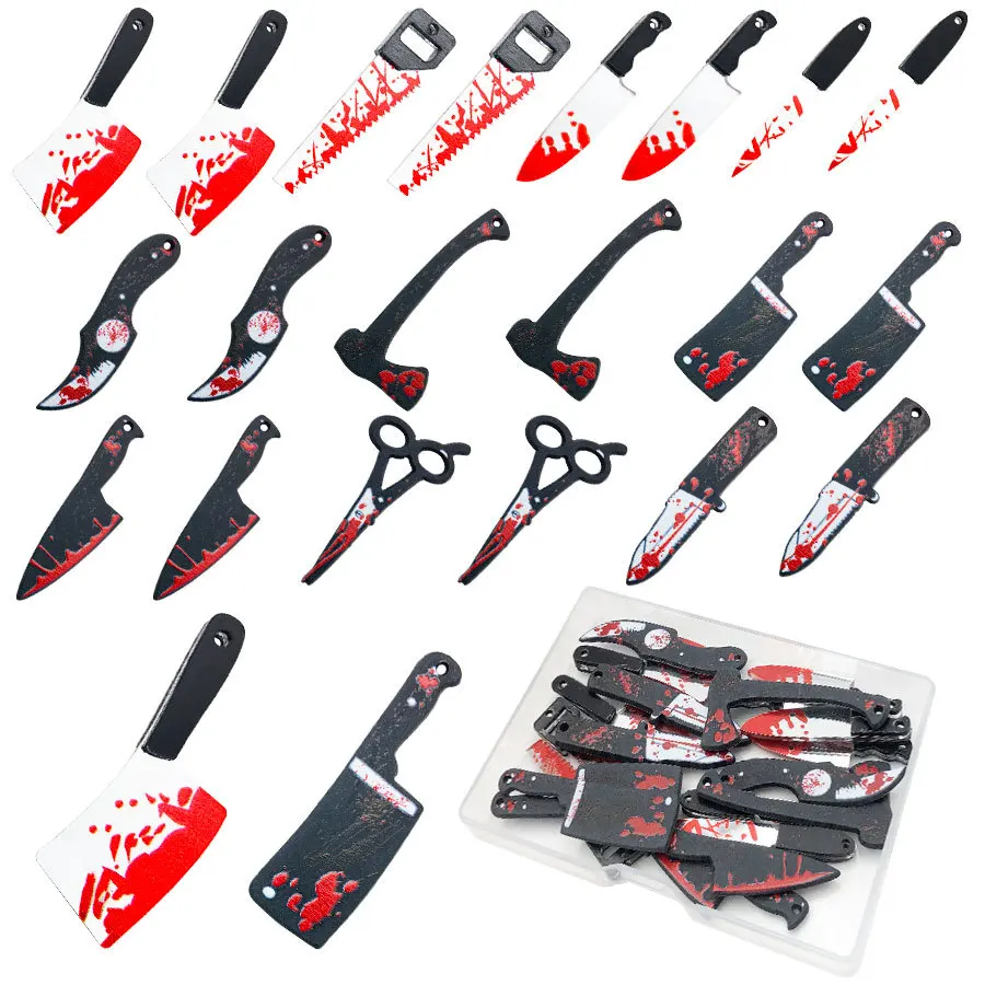 10/20pcs Resin Halloween Imitation Bloody Knife Charm Scissors Axe Saw Pendant Earrings Bracelet Necklace DIY Jewelry