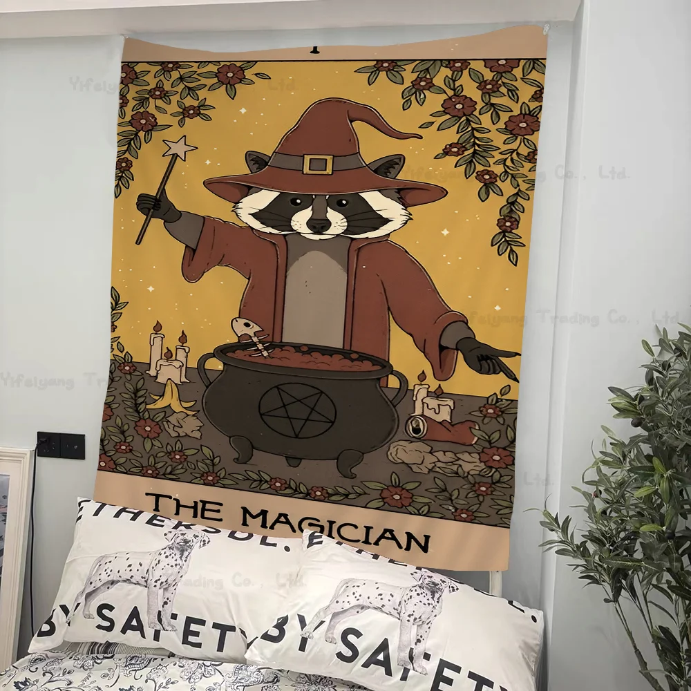 

Raccoons Tarot DIY Wall Tapestry Hanging Tarot Hippie Wall Rugs Dorm INS Home Decor