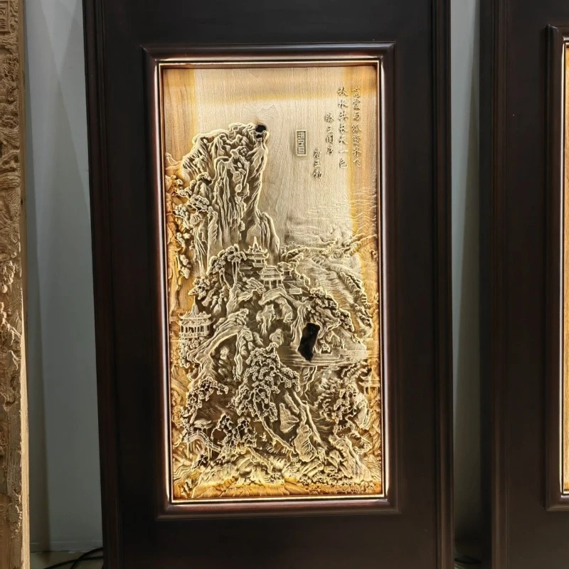 

Wood carving background wall pendant living room decorative painting wall hanging camphor wood relief