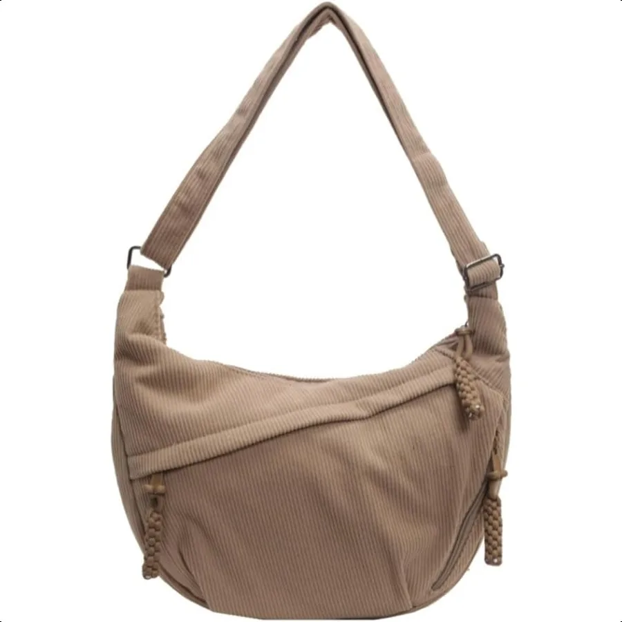

Hobo Bag for Women Men Crescent Shoulder Bag Retro Nylon Canvas Crossbody Bag Slouchy Corduroy Dumpling Bag Purse
