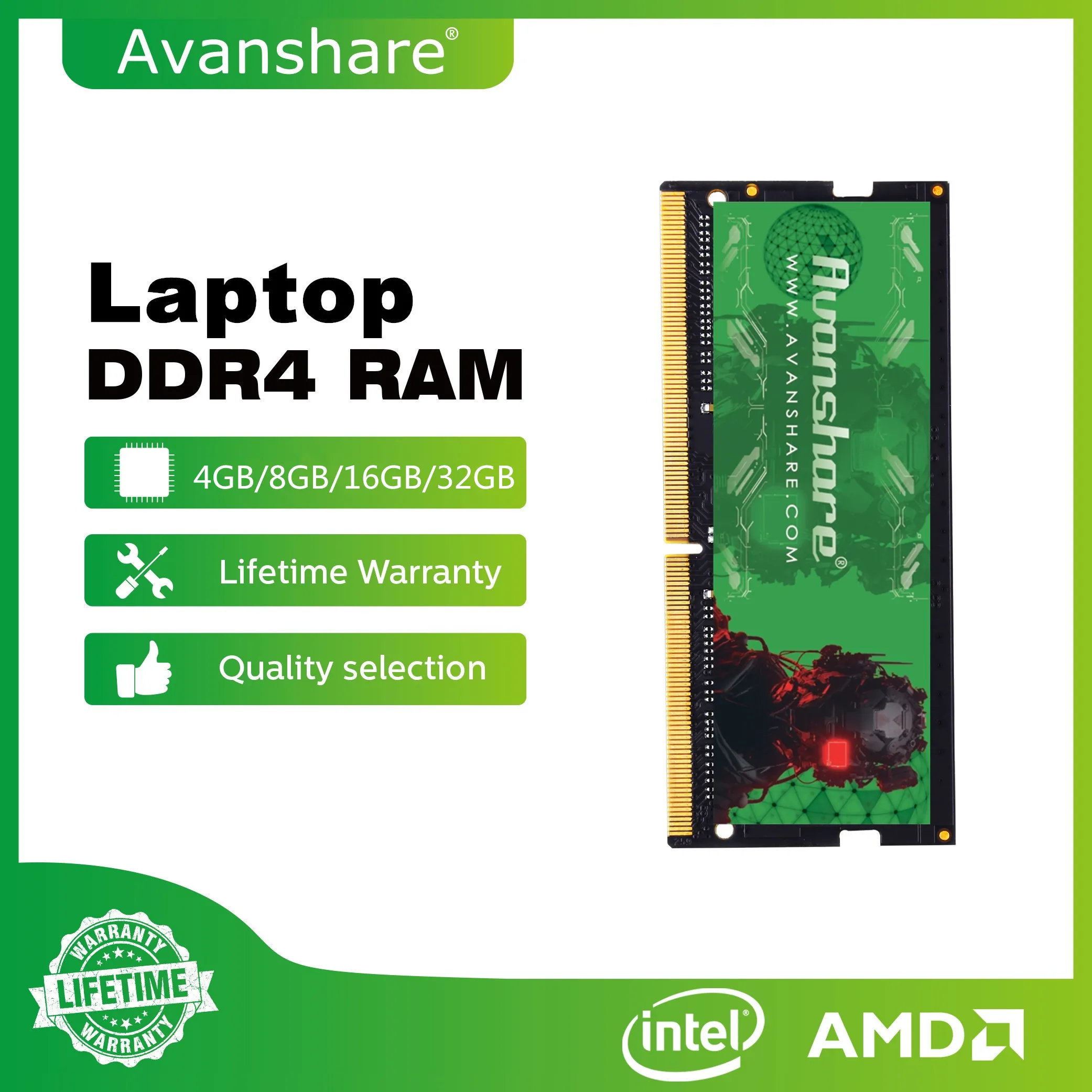 

Avanshare Memory Ram DDR4 32GB 16GB 8GB 2400MHz 2666MHz 3200MHz For Laptop Notebook NB Ddr4 Rams Computer Gaming Rams Intel AMD