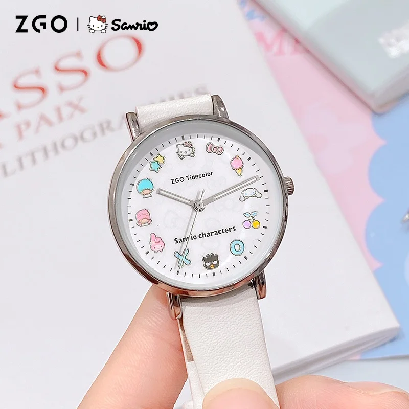 ZGO X Sanrio Hello Kitty zegarki damskie wodoodporny zegarek kwarcowy kreatywna tarcza Luminous studenckie zegarki na rękę prezent 2081