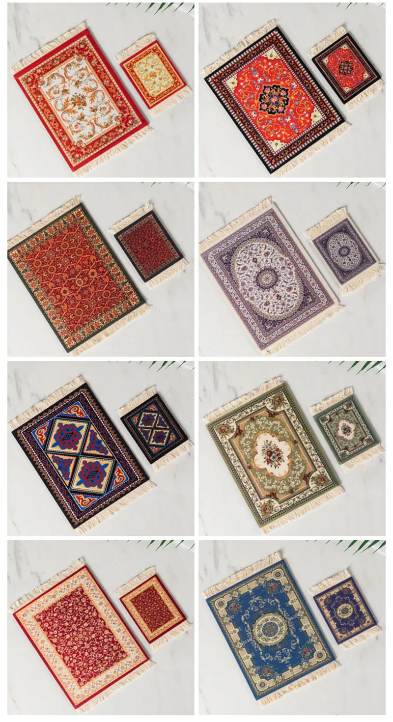 Anime Figure Scene Accessory Mini Dolls Bedroom Retro Carpet Nordic Style Carpets For Diy Decoration Print Floor Mats Toys