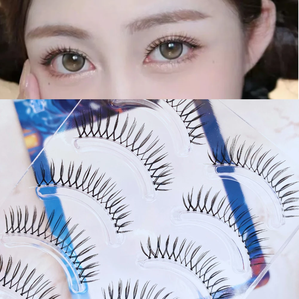 Korean False Eyelashes Natural Wispy Lash Extension Girl Group U-shaped Transparent Stem Eyelashes Comic Eye Simulation Lashes