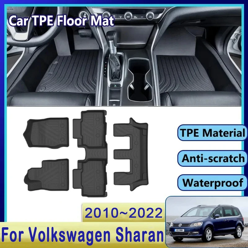 Car Floor Mats For VW Volkswagen Sharan SEAT Alhambra 7N 2012~2020 5seat 7seat Waterproof Pads LHD Foot Carpets Auto Accessories