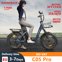 SAMEBIKE C05Pro Electric Bicycle 36v/13Ah Lithium Battery Power 7 Speed Aluminum Alloy Step-through Foldable Fat Tire  Ebike