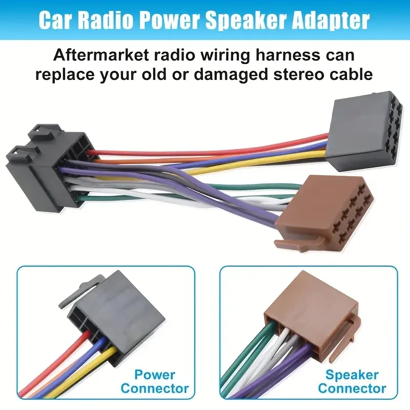 Car Non-Destructive Wiring Harness ISO Cable with Female Plug for Volkswagen Passat, Jetta, Santana CD Player Rear Connection
