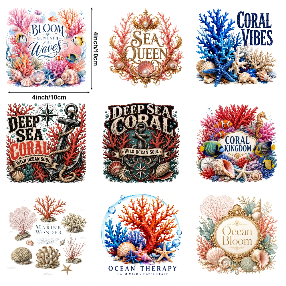 9 Pcs Deep Sea Coral Kingdom Deep Sea Ocean Bloom Coral Vibes Ocean Therapy Sea Queen Marine Wonder Bloom