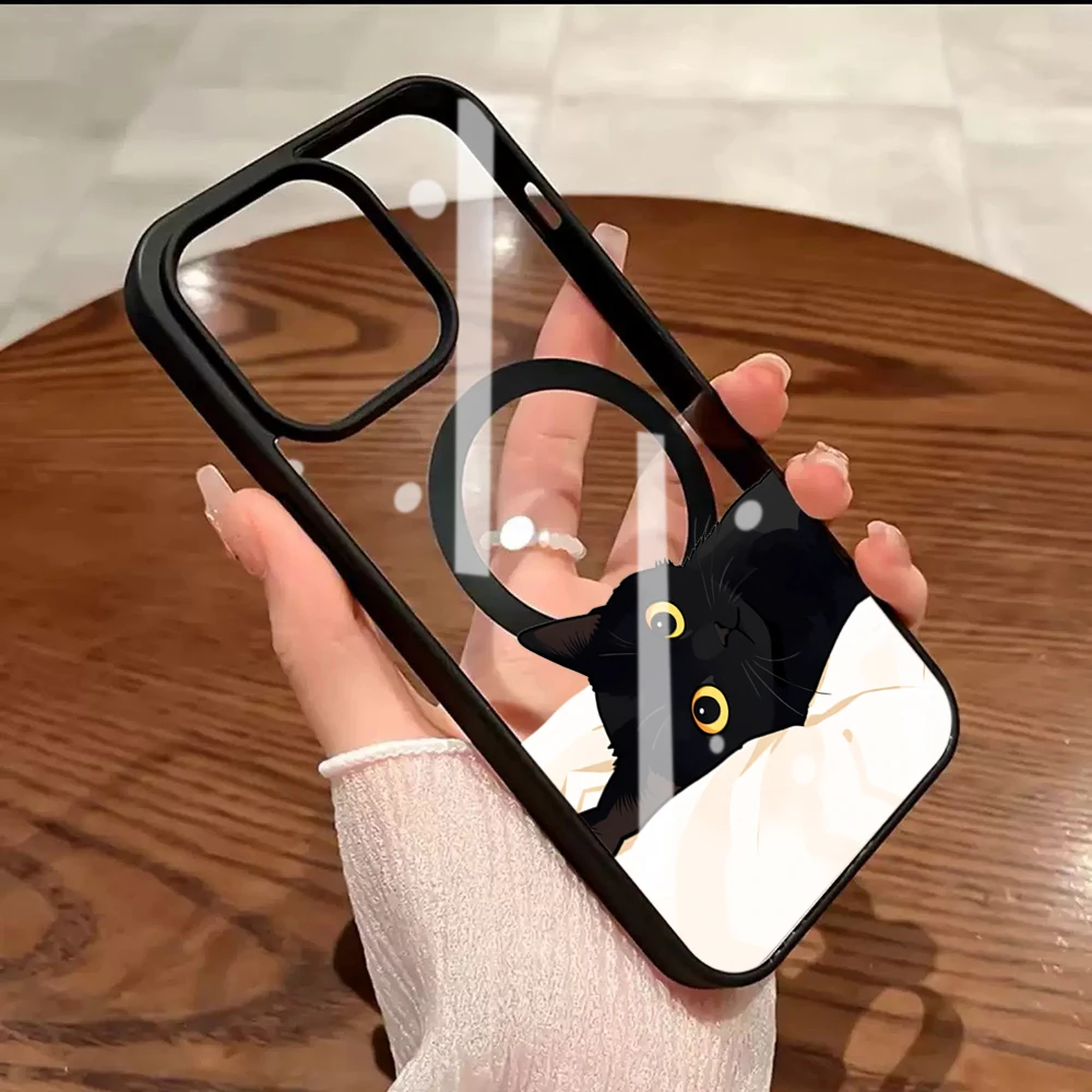 Amiable Kitten Ästhetische Klare Hülle für iPhone 17 16 11 12 15 Pro Max 13 14 Plus Hüllen für Magsafe Kabelloses Laden Sturzsichere Abdeckung – Detail 8