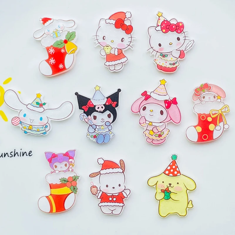 10 PCS New Kawaii party Cartoon Animal kitten Rabbits, puppies Series Acrylic Flat DIY Jewelry Children Gift Hairpin Accessories image 2