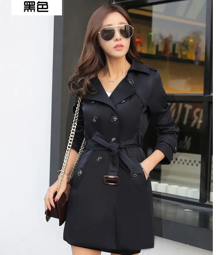 جديد خريف وشتاء 2026 معطف خندق نسائي كاكي وشاحات سترة واقية فضفاضة بأكمام طويلة مزدوجة الصدر مع حزام علوي