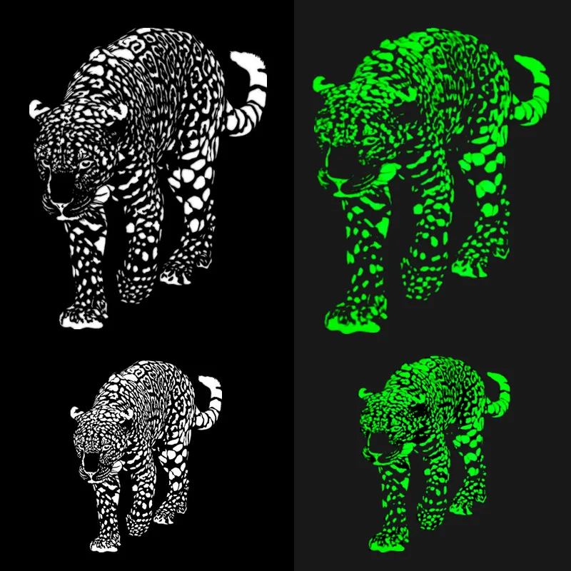 Fashion Animal Style Iron On Patches For Clothing Fluorescence Cool Leopard Heat Transfer Sticker DIY Decoration