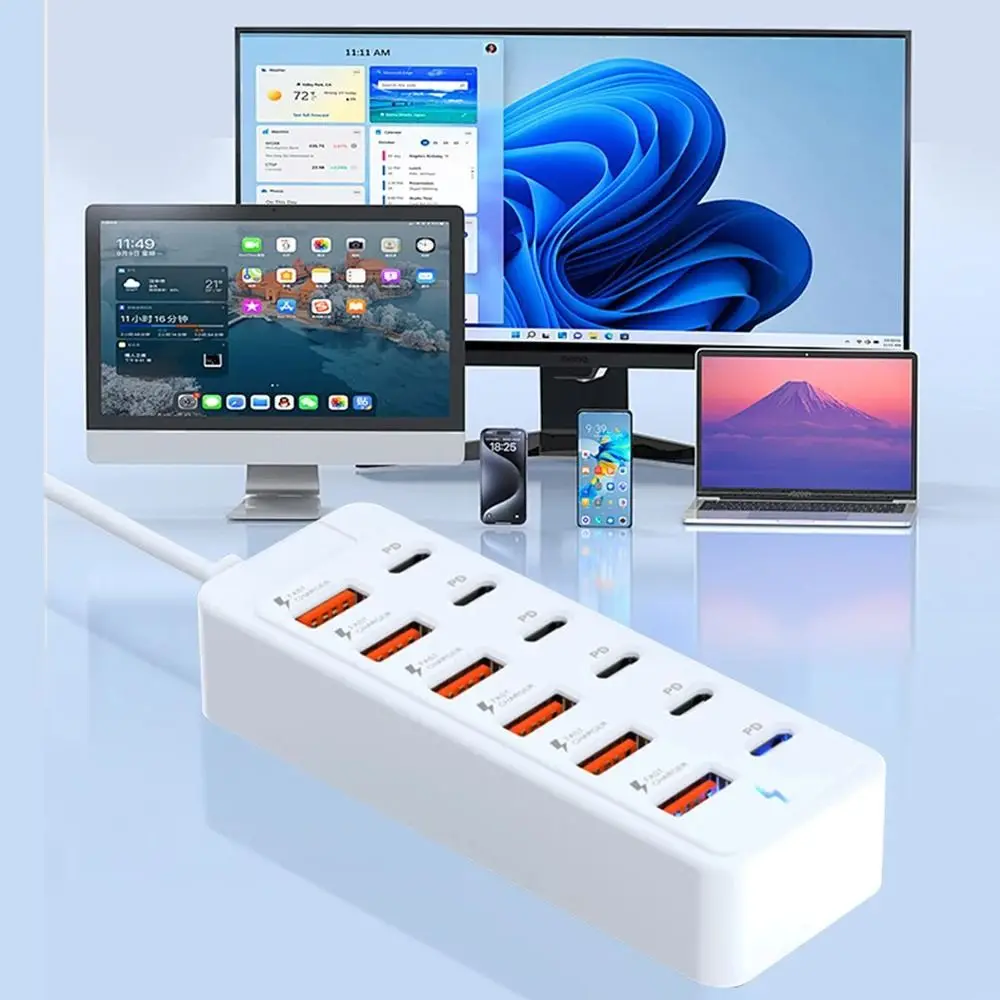 Portable Fast Charging USB Charger 12 in 1 Multiple Ports USB Hub USB Type-C Adapter Office