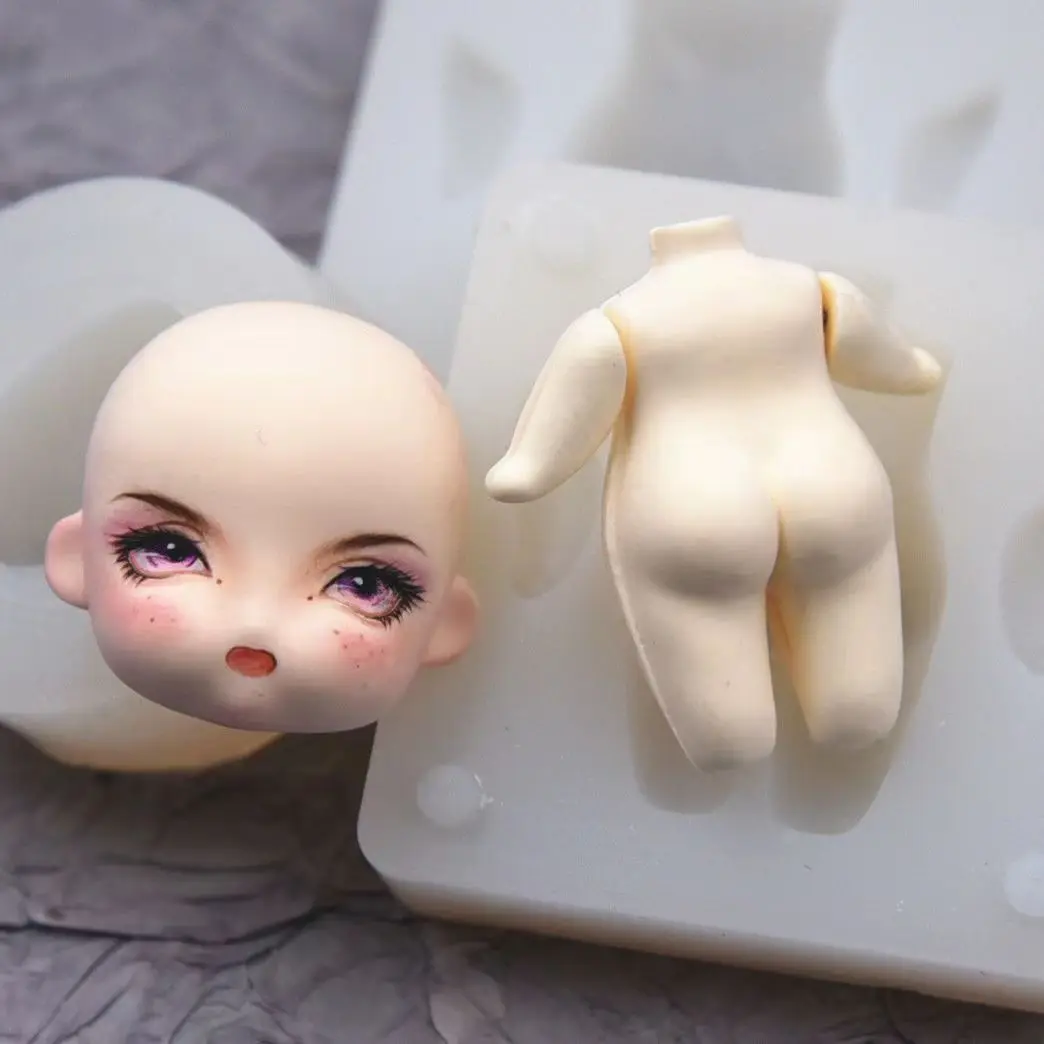 

Cute Loli Ceramic Clay Doll Sculpture Figure Silicone Molds Fast Molding Tools for Body & Head Polymer Soft Doll Making Kit