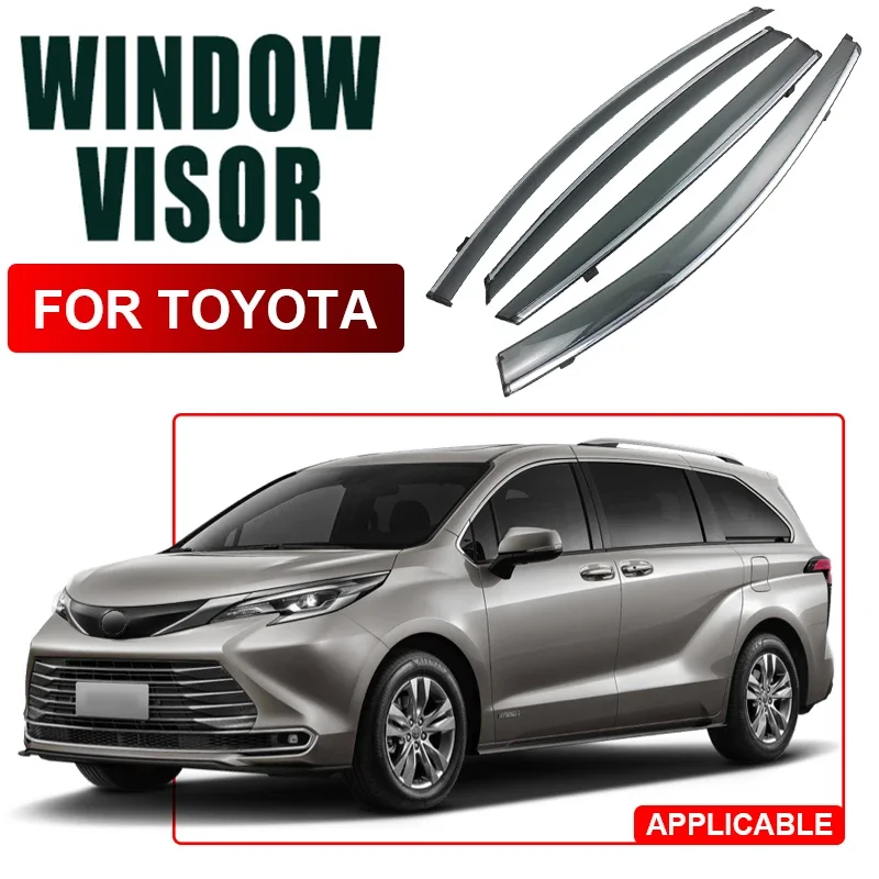 4pcs For Toyota SIENNA TUNDRA TACOMA RUSH HILUX PREVIA 4RUNNER 2005-2025 Car Window Visor Rainproof Auto External Waterproof