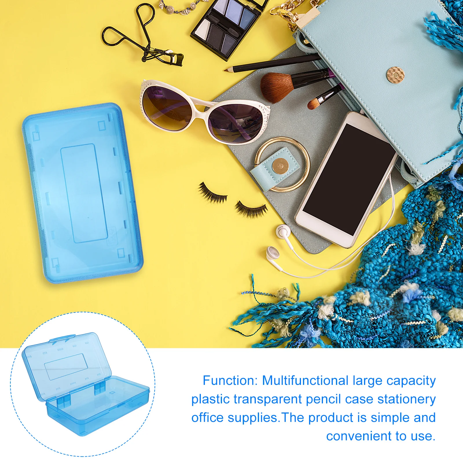 

3pcs Large Capacity Pencil Box Transparent Plastic Stationery Case For Students Multi-Functional Pen Storage Organizer