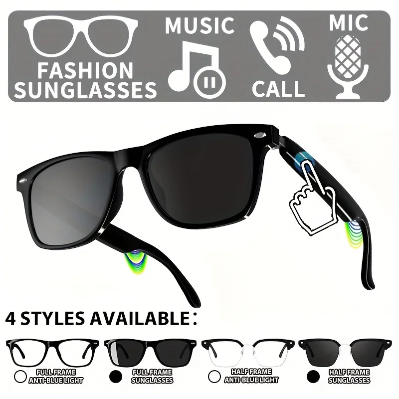 Senbono novos óculos inteligentes sem fio bluetooth ouvir música atender ao telefone masculino e feminino moda anti-luz azul glasse