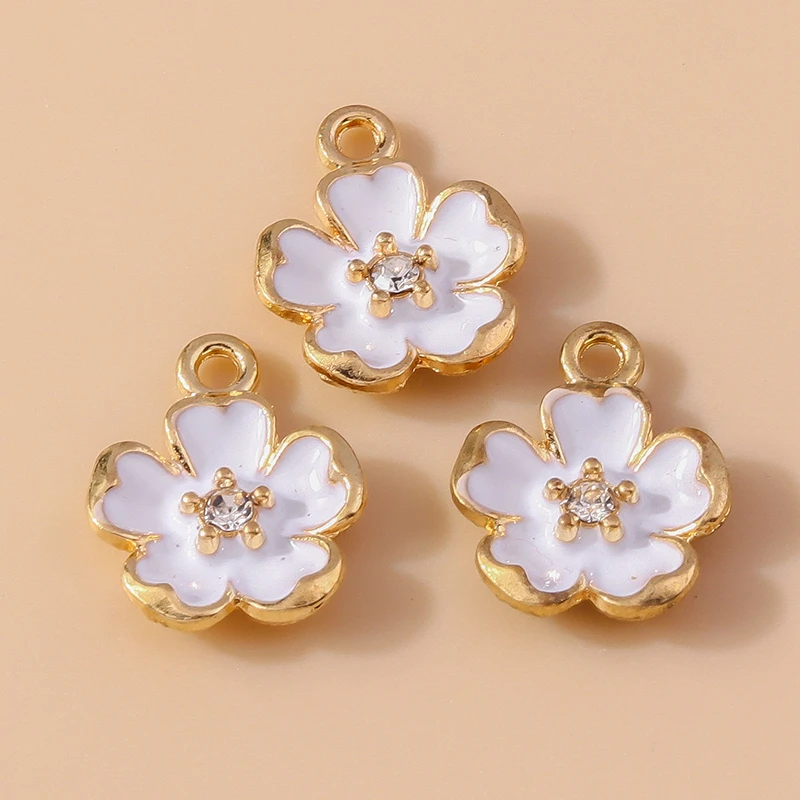 20 Stück gemischte niedliche weiße Emaille-Blumenanhänger für die Schmuckherstellung, DIY-Ohrringe, Halsketten, Armbänder, Zubehör – Detail 14