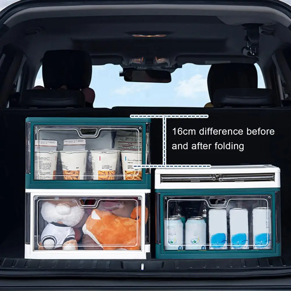 

Bedroom Storage Solution Transparent Stackable Storage Bins with Foldable Lids for Home Closet Car Organization Suction Magnet